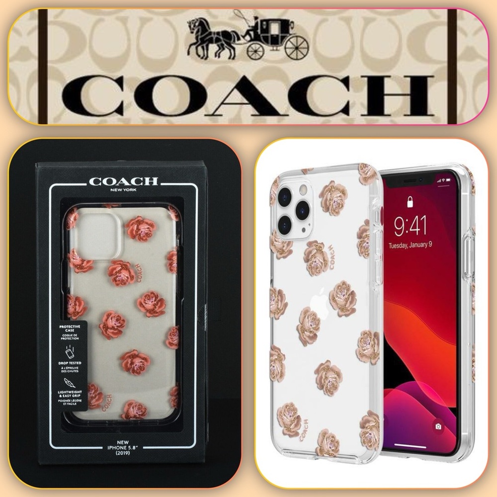 Coach - Dreamy Peony Protective iPhone 11 Case - Clear and Pink